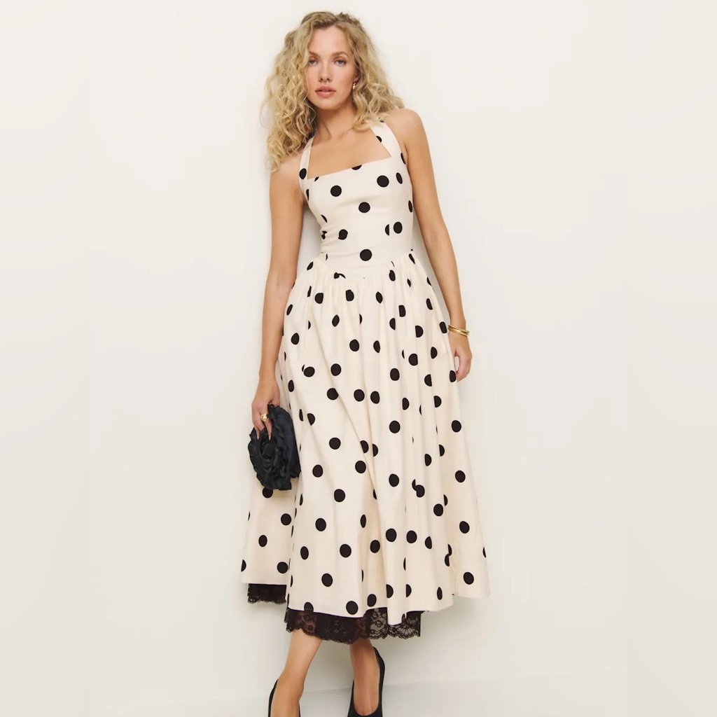 Reformation Talvi Dress Polka Dot Halter Dress New With Tags